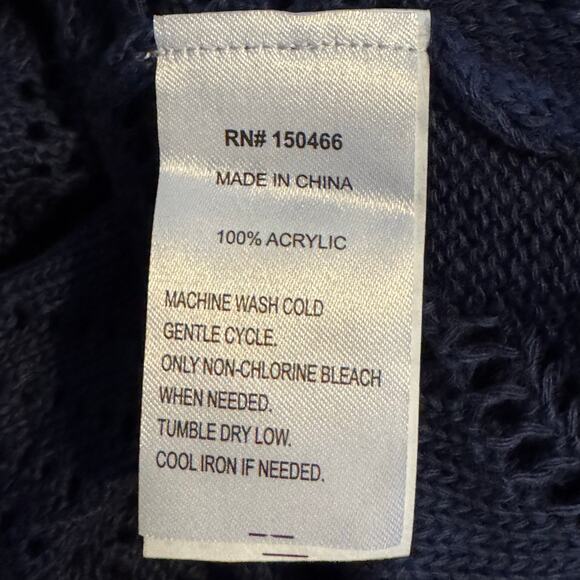 Market & Spruce Cecily Pointelle Open Duster Cardigan Blue NWT Size Small - Picture 9 of 10